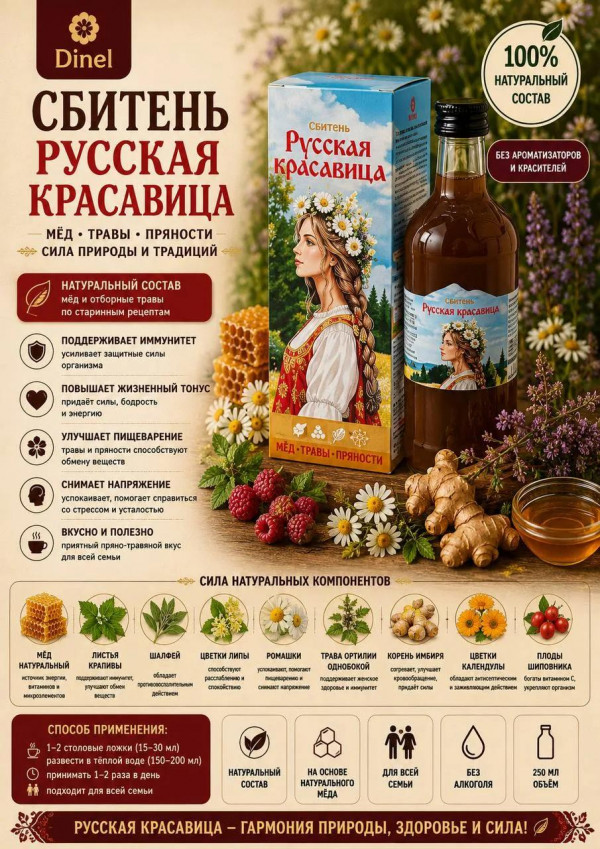 №2 Сбитень Русская красавица, 250мл в Нижнем Тагиле