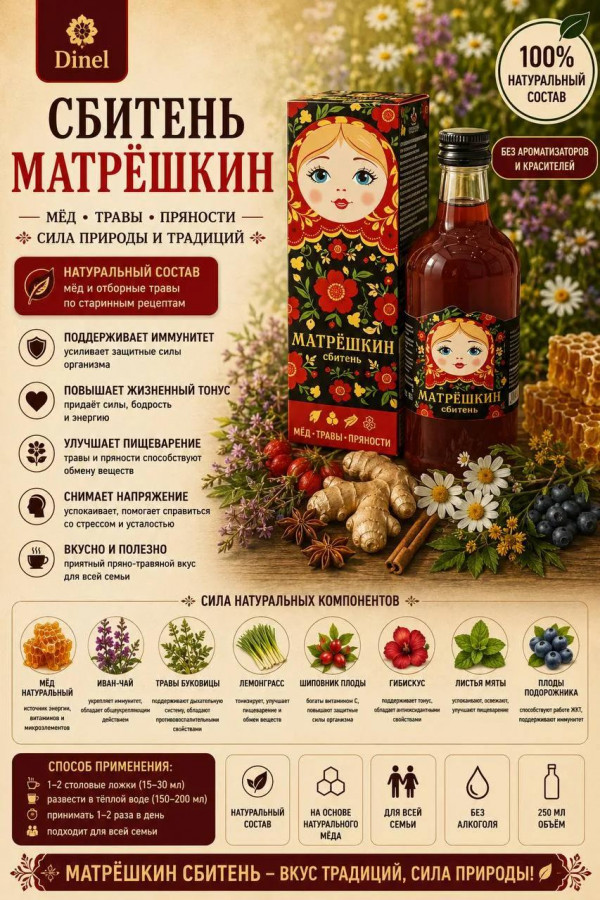 №2 Сбитень Матрёшкин, 250мл  в Нижнем Тагиле